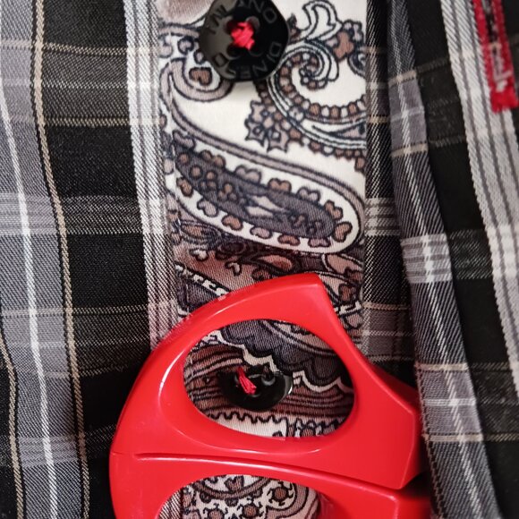 DN Di Nero Men's Long Sleeve Shirt Size XL Embellished Black Plaid Paisley READ - Picture 12 of 12